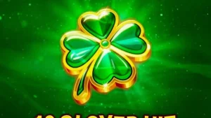 Tampilan visual mesin slot 10 Clover Hit dengan simbol buah dan semanggi keberuntungan.
