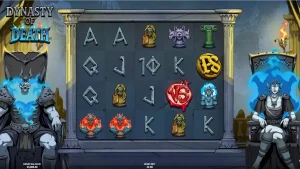 Tampilan visual slot Dynasty of Death dengan tema underworld dan catur